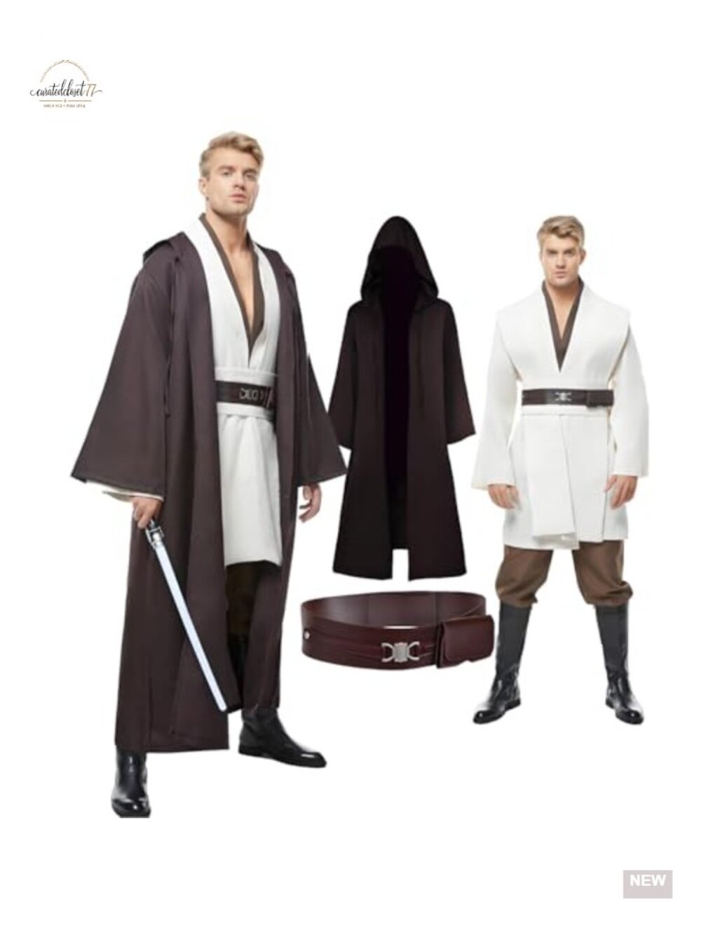 Men's Tunic Robe Hooded Cosplay Costume Halloween Outfit Set